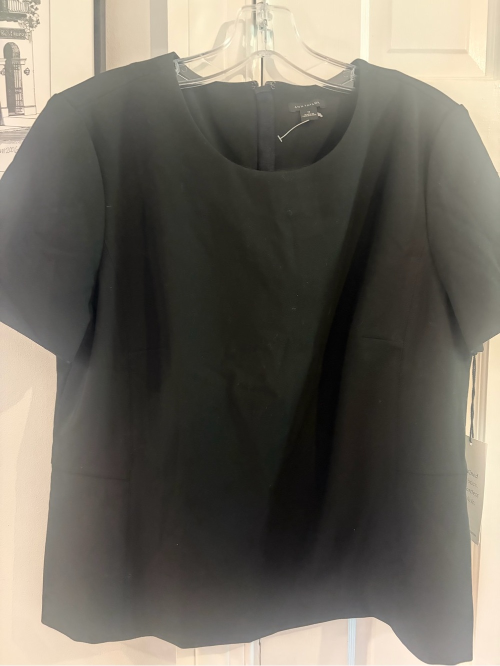 Ann Taylor Black Short-Sleeve Round Neck Blouse